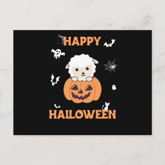Pumpkin Cute Sheep Happy Halloween Briefkaart (Voorkant)