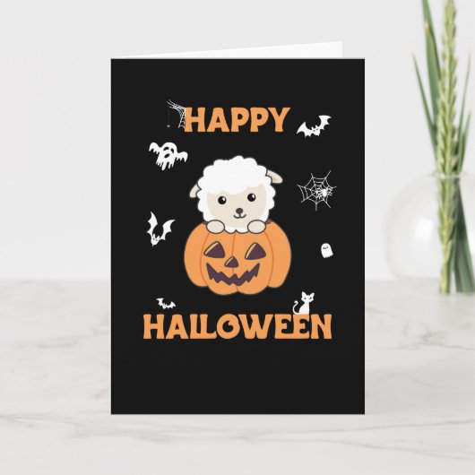 Pumpkin Cute Sheep Happy Halloween Kaart (Voorkant)