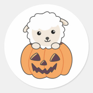 Pumpkin Cute Sheep Happy Halloween Ronde Sticker