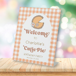 Pumpkin Cutie Pie Birthday Welcome Sign Reclamebord Met Voetstuk