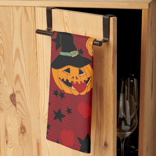 Pumpkin Dark Red “Jack’s Apple Snack” Tea Towel Theedoek (Derde Gevouwen)