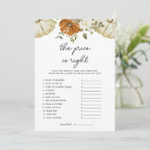 Pumpkin De prijs is de juiste Baby shower Game Kaa Kaart (Staand voorkant)