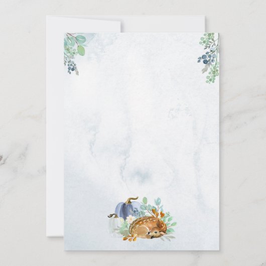 Pumpkin Deer Baby shower Invitation Boy Herfst Kaart (Achterkant)