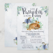 Pumpkin Deer Baby shower Invitation Boy Herfst Kaart (Voorkant / Achterkant)