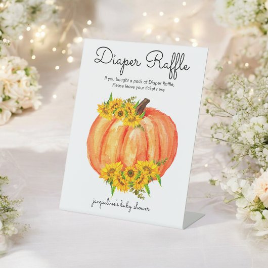 Pumpkin Diaper Raffle Baby shower Reclamebord Met Voetstuk