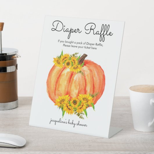 Pumpkin Diaper Raffle Baby shower Reclamebord Met Voetstuk (Insitu)