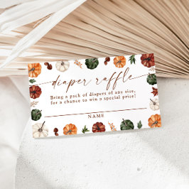 Pumpkin Diaper Raffle Card, Boho Fall Baby Shower  Informatiekaartje