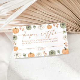 Pumpkin Diaper Raffle Card, Boho Fall Baby Shower  Informatiekaartje