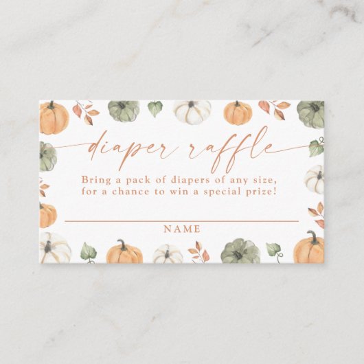 Pumpkin Diaper Raffle Card, Boho Fall Baby Shower  Informatiekaartje (Voorkant)