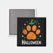 Pumpkin Dog Cat Paw Print Halloween Pet Lover Magneet (Voorkant / Achterkant)