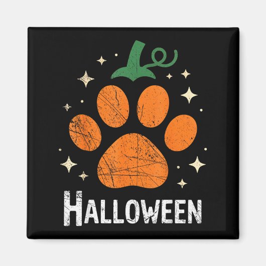 Pumpkin Dog Cat Paw Print Halloween Pet Lover Magneet (Voorkant)
