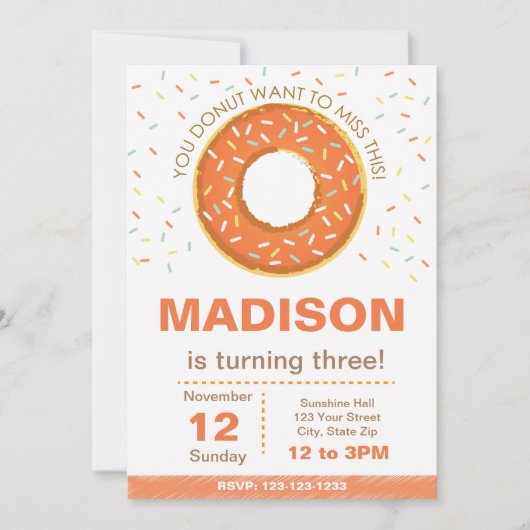 Pumpkin Donut Birthday Uitnodiging (Voorkant)