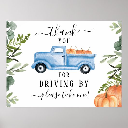 Pumpkin-drive op Baby shower Dank u wel Poster (Voorkant)