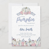 Pumpkin Dusty Blue Baby shower Invitation Boy Kaart (Voorkant)