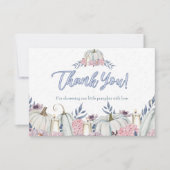 Pumpkin Dusty Blue Boy Baby shower Dank je wel Kaart (Voorkant)