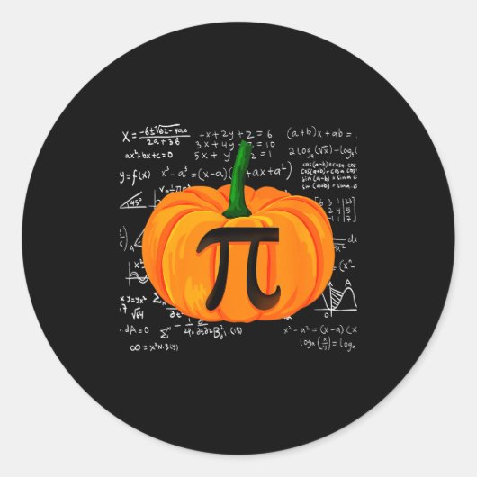 Pumpkin E Math Funny Halloween Thanksgiving Day Ronde Sticker (Voorkant)