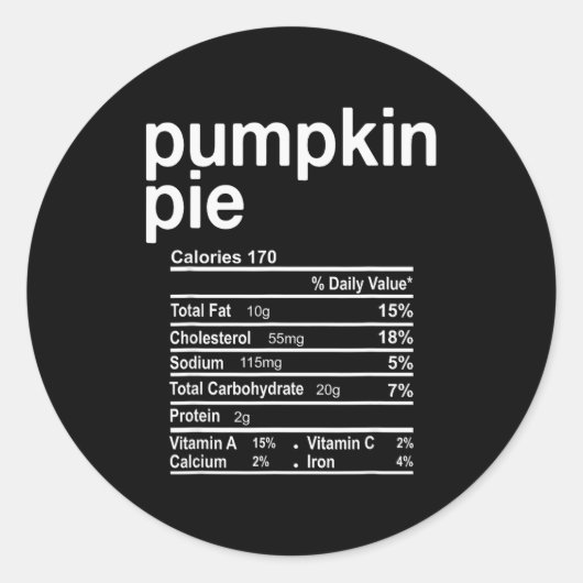 Pumpkin E Nutrition Facts Funny Thanksgiving Chris Ronde Sticker (Voorkant)