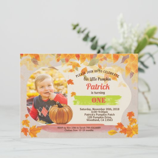 Pumpkin eerste Thanksgiving Herfst eerste verjaard Kaart (Staand voorkant)