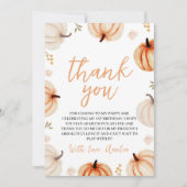 Pumpkin eerste verjaardag bedankkaart kaart (Voorkant)