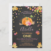 Pumpkin Eerste verjaardag Herfst Pink Kaart (Voorkant)