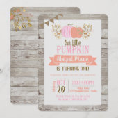 Pumpkin eerste verjaardag Little Girl Uitnodiging (Voorkant / Achterkant)