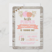 Pumpkin eerste verjaardag Little Girl Uitnodiging (Voorkant)