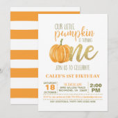 Pumpkin eerste verjaardag uitnodiging - Boy (Voorkant / Achterkant)