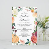 Pumpkin Elegant Autumn Floral Wedding Programs (Staand voorkant)