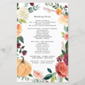 Pumpkin Elegant Autumn Floral Wedding Programs (Achterkant)