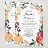 Pumpkin Elegant Autumn Floral Wedding Programs (Voorkant / Achterkant)