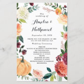 Pumpkin Elegant Autumn Floral Wedding Programs (Voorkant)