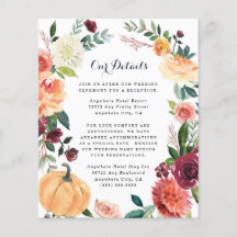 Pumpkin Elegant Herfst Floral Wedding Enclosure Ka