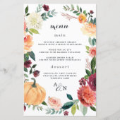 Pumpkin Elegant Herfst Floral Wedding Menu Kaarten (Voorkant)