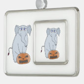 Pumpkin Elephant Verzilverd Omlijst Ornament (Links)