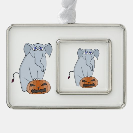 Pumpkin Elephant Verzilverd Omlijst Ornament (Voorkant)
