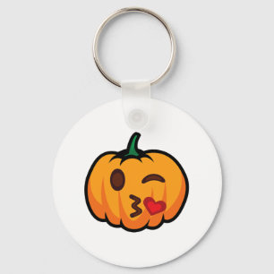 Pumpkin Emoji One Eye Open Wink Blow Kiss Love Fun Sleutelhanger