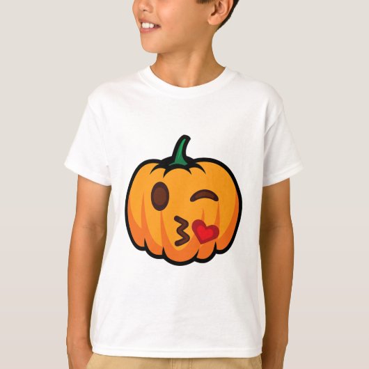 Pumpkin Emoji One Eye Open Wink Blow Kiss Love Fun T-shirt (Voorkant)