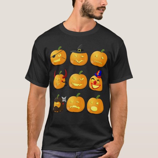 Pumpkin Emoji T-Shirt Halloween Costume (Voorkant)