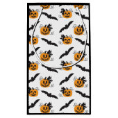 Pumpkin en Bat Pattern Jack O Lantern Black Klein Cadeauzakje (Achterkant)