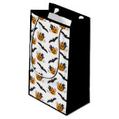 Pumpkin en Bat Pattern Jack O Lantern Black Klein Cadeauzakje (Achterkant Gekanteld)