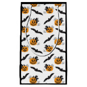 Pumpkin en Bat Pattern Jack O Lantern Black Klein Cadeauzakje (Voorkant)