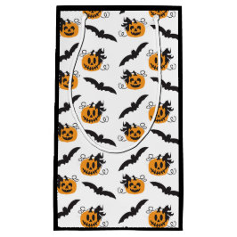Pumpkin en Bat Pattern Jack O Lantern Black Klein Cadeauzakje