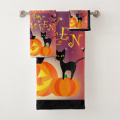 Pumpkin en Black Cats Bathroom Towel Set Bad Handdoek (Insitu)