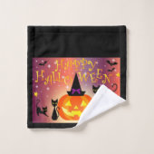 Pumpkin en Black Cats Bathroom Towel Set Bad Handdoek (Wasdoekje)