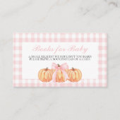 Pumpkin en Bow Pink Plaid Boeken voor Baby Informatiekaartje (Voorkant)
