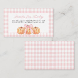 Pumpkin en Bow Pink Plaid Boeken voor Baby Informatiekaartje