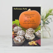 Pumpkin en Cupcakes Halloween Party Invitation Kaart (Staand voorkant)
