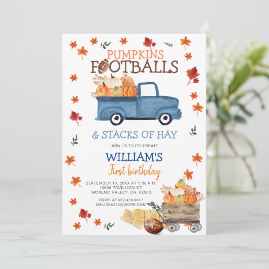 Pumpkin en Footballs Baby shower Kaart (Staand voorkant)