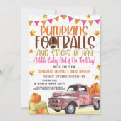 Pumpkin en Footballs Girl Baby shower Invitation Kaart (Voorkant)
