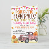 Pumpkin en Footballs Girl Baby shower Invitation Kaart (Staand voorkant)